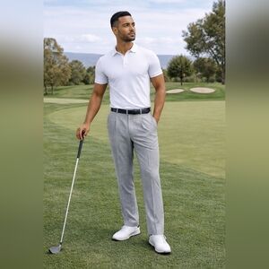 Callaway Classic Gray Pinstripe Golf Trousers Tailored Fit Quiet Luxury 34x30